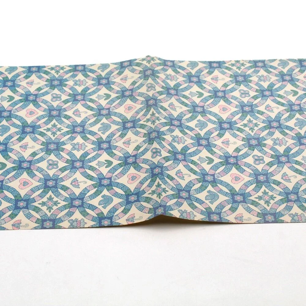 Vintage Blue Ring Shapes Baby Present Gift Wrapping Paper One Sheet 20